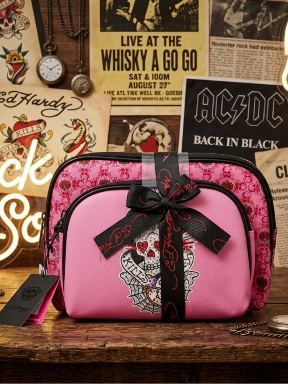 Ed Hardy 2 Piece Love Kills Bag Set - GIFT SET!